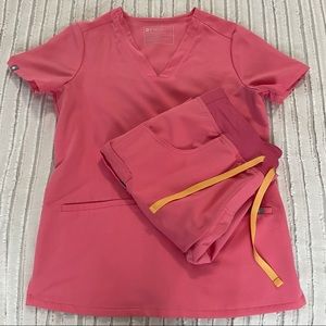 Neon Pink Figs Scrub Set